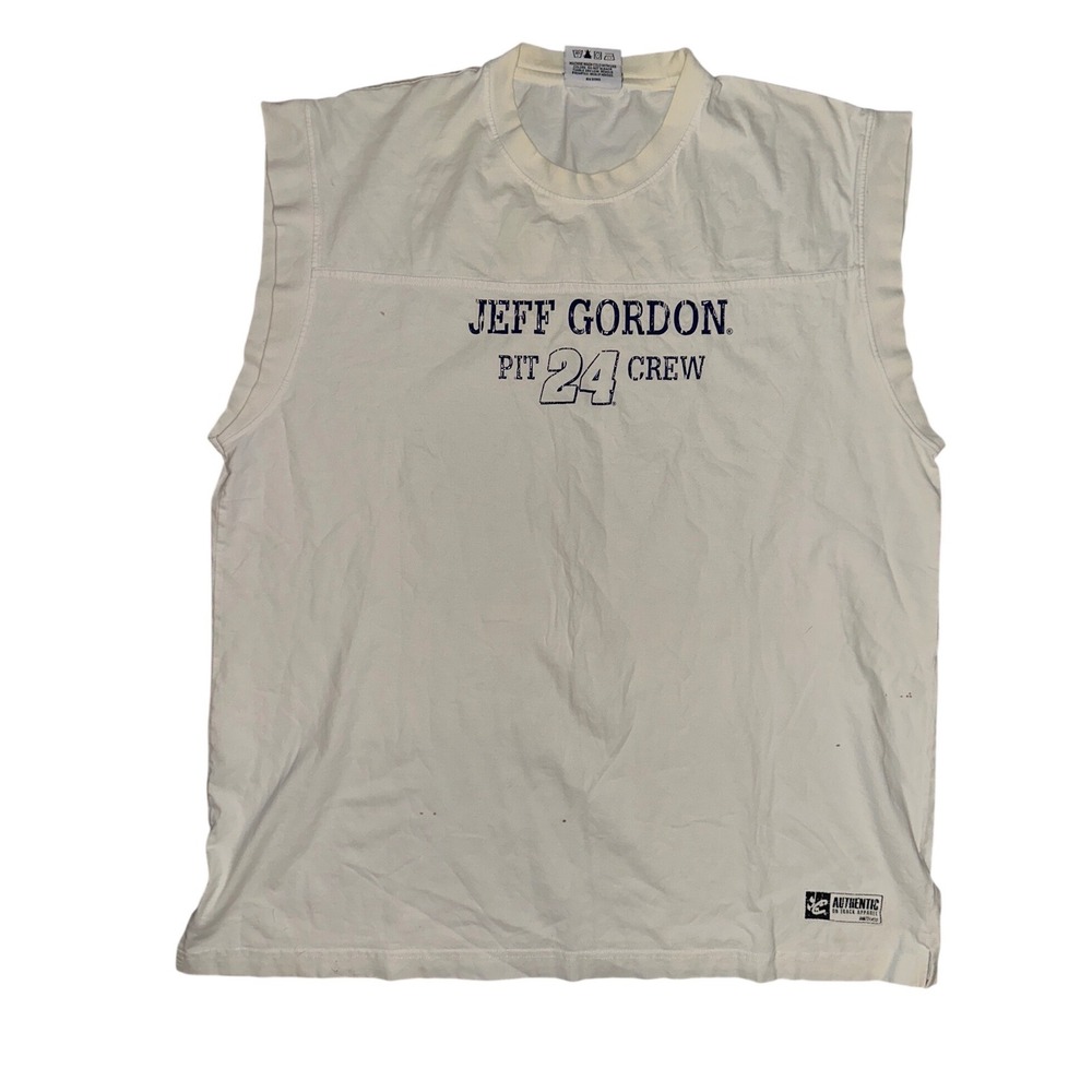 Chase Authentics Jeff Gordon Pit Crew 24 Muscle Tee White Sleeveless Shirt XL